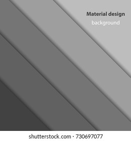 Material design vector background, monochrome colors. Abstract background with different levels surfaces, paper style and shadows