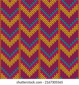 Material downward arrow lines christmas knit geometric seamless pattern. Pullover knitwear structure imitation. Norwegian style seamless knitted pattern. Winter holidays wallpaper.