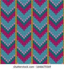Material downward arrow lines knit texture geometric vector seamless. Fair isle sweater knitwear fabric print. Winter seamless knitted pattern. Abstract xmas wallpaper.