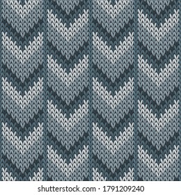 Material downward arrow lines knitted texture geometric seamless pattern. Pullover knitwear structure imitation. Winter seamless knitted pattern. Winter holidays wallpaper.