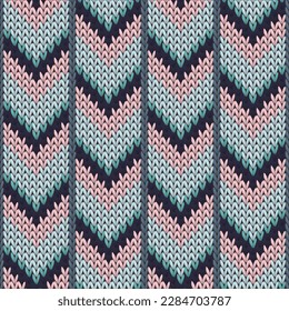 Patrón de punto de textura geométrica sin soldadura de líneas de flecha hacia abajo. Imitación de la estructura de la ropa de cama. Patrón de punto impecable de estilo noruego. Resumen de fondo de pantalla de Navidad.