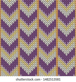 Material downward arrow lines knitting texture geometric seamless pattern. Jacquard knitting pattern imitation. Winter seamless knitted pattern. Repeatable background.