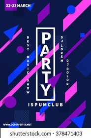 Material dynamic design. Club party poster template.