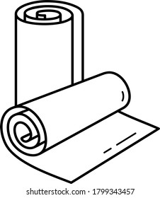 Material fabric rolls. Vector outline icon.