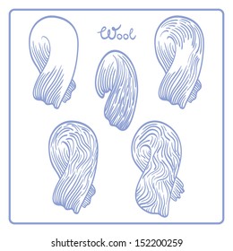 Material for felting, vector illustration with hand drawn wool text.