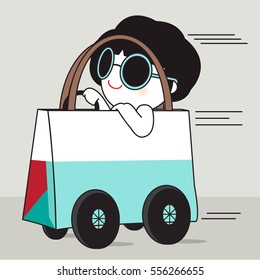 Material Girl With Her Luxury Trendy Bag Concept Character illustration