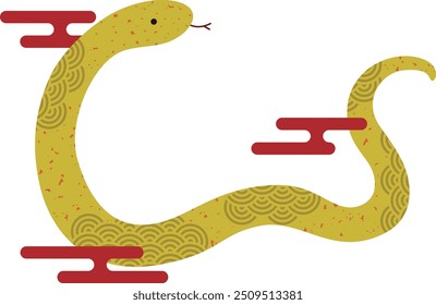 Material for the gold snake character for the year of the snake 2025. It can be used for New Year's cards, announcements, etc.