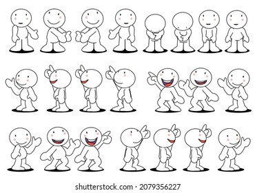 Saludos materiales y caracteres señaladores para poses de vídeo