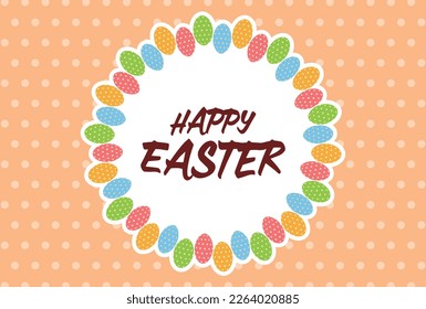 Material para tarjetas de felicitación HAPPYEASTER en un marco con huevos con patrón