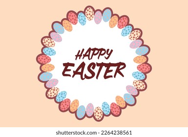 Material for HAPPYEASTER greeting cards in a frame with patterned eggs
