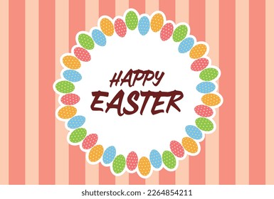 Material for HAPPYEASTER greeting cards in a frame with patterned eggs