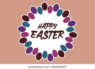 Material for HAPPYEASTER greeting cards in a frame with patterned eggs