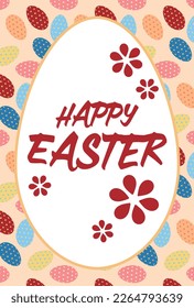 Material for HAPPYEASTER greeting cards on a background of patterned eggs