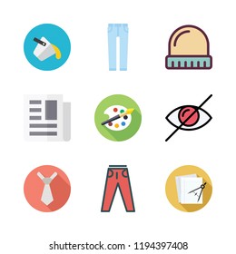 material icon set. vector set about blind, paint bucket, papers and jeans icons set.