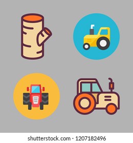material icon set. vector set about tractor and log icons set.