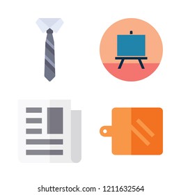 material icon set. vector set about tie, kitchen board, newspaper and canvas icons set.