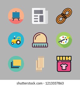 material icon set. vector set about winter hat, scarf, layers and tractor icons set.