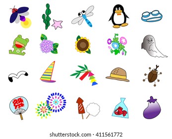 It is the material of the icon used in Japan in summer. The meaning of the Japanese text is a festival.