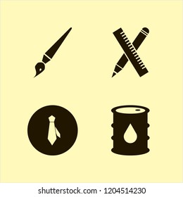 material icon. material vector icons set tie, oil barrel, ruler and pencil and brush
