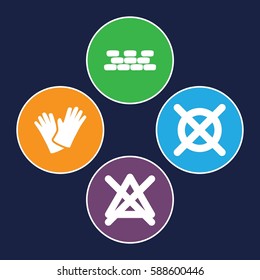material icons set. Set of 4 material filled icons such as no bleaching, no dry cleaning, gloves