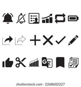 Conjunto de iconos de materiales 7, silueta negra, vector
