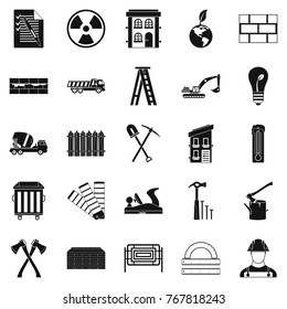 Material icons set. Simple set of 25 material vector icons for web isolated on white background