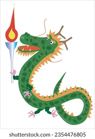 It is a material illustration of the New Year's card of 2024. Dragon has become a torchbearer for international sporting events.