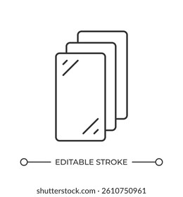 Material layers set line icon. Arranging reinforcement sheets. Construction site work. Industry and technology. Isolated vector illustration. Outline symbol. Simple linear drawing. Editable stroke