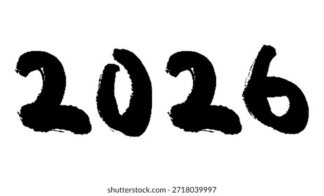 Material of the letters 2026 written with a brush stroke