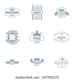 Material logo set. Simple set of 9 material vector logo for web isolated on white background