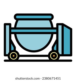 Material mixer icon outline vector. Concrete cement. Machine mix color flat