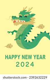 Material for New Year's cards in 2024 Year of the Dragon(Translation: Happy New Year, Year of the Dragon)