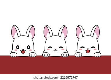 Material for New Year's cards of rabbits that suddenly appear