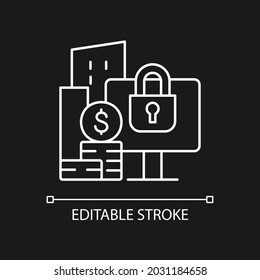 Material nonpublic information white linear icon for dark theme. Business confidentiality. Thin line customizable illustration. Isolated vector contour symbol for night mode. Editable stroke