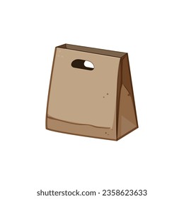 material paper lunch bag cartoon. empty folded, wood ecology, shop crumpled material paper lunch bag sign. isolated symbol vector illustration