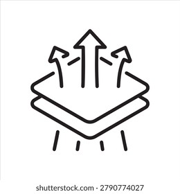 Material permeability, linear icon, breathability. Line with editable stroke.