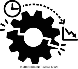 material productivity icon decrease defect vector gear illustration