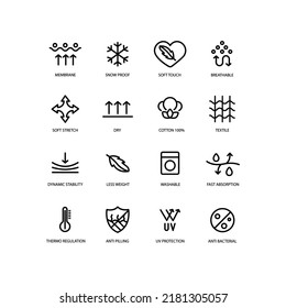 Material properties, technological materials  simple thin line icon set vector illustration 