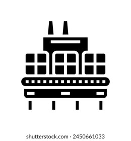 Materialrückgewinnungsanlage MRF Glyph Symbol Vektorgrafik. Materialrückgewinnungsanlage MRF Zeichen. Isolierte Symboldarstellung