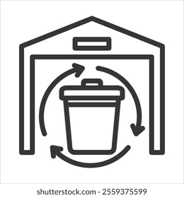 Material Recovery Facility Outline Icon Vector Illustration