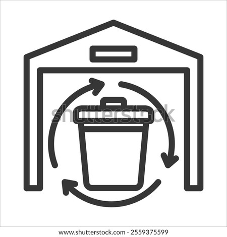Material Recovery Facility Outline Icon Vector Illustration