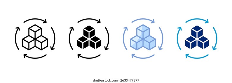 Material Recovery Icon Definir Coleção de Vários Estilos