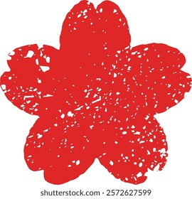Material for a red seal in the shape of a cherry blossom in Japanese style.