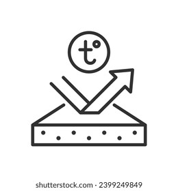 Material reflecting temperature, linear icon. Thermal insulator, insulator. Line with editable stroke