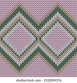 Material rhombus argyle christmas knit geometric seamless pattern. Jacquard knitwear structure imitation. Fashionable seamless knitted pattern. Christmas spirit backdrop.