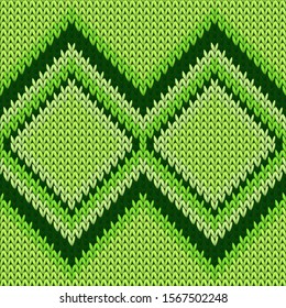 Material rhombus argyle christmas knit geometric vector seamless. Jacquard knitwear structure imitation. Traditional seamless knitted pattern. Winter holidays wallpaper.