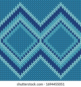 Material rhombus argyle knitted texture geometric seamless pattern. Pullover knitting pattern imitation. Scandinavian style seamless knitted pattern. Fabric canvas illustration.