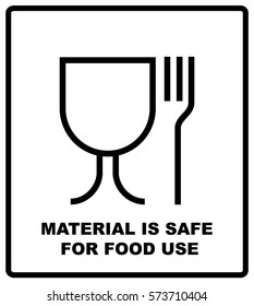 Material is safe for food use icon. Fork and glass simple black sign. Symbol for use in package layout design. For use on cardboard boxes, packages and parcels. Vector illustration