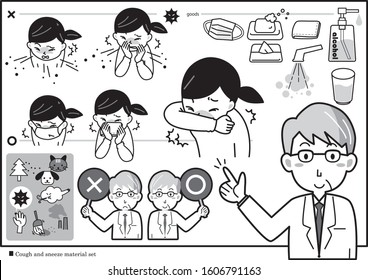 Material set related to monochrome cough and sneezing