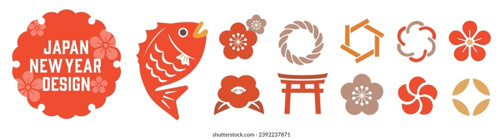 Material set that can be used for New Year's and New Year's designs